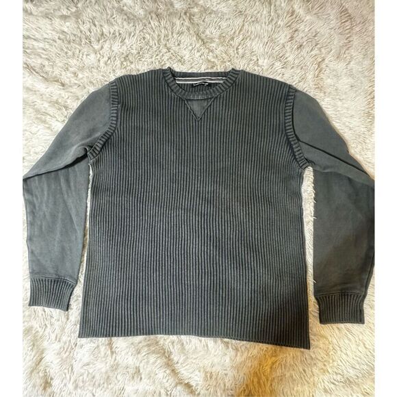 Men crew neck long sleeve midnight double layer pullover sweatshirt L - Picture 1 of 6